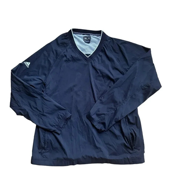 Adidas Black ClimaProof Windbreaker Pullover V-neck Long Sleeve Sportswear L - Picture 1 of 10